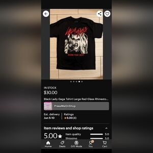 Lady Gaga red rhinestones glass